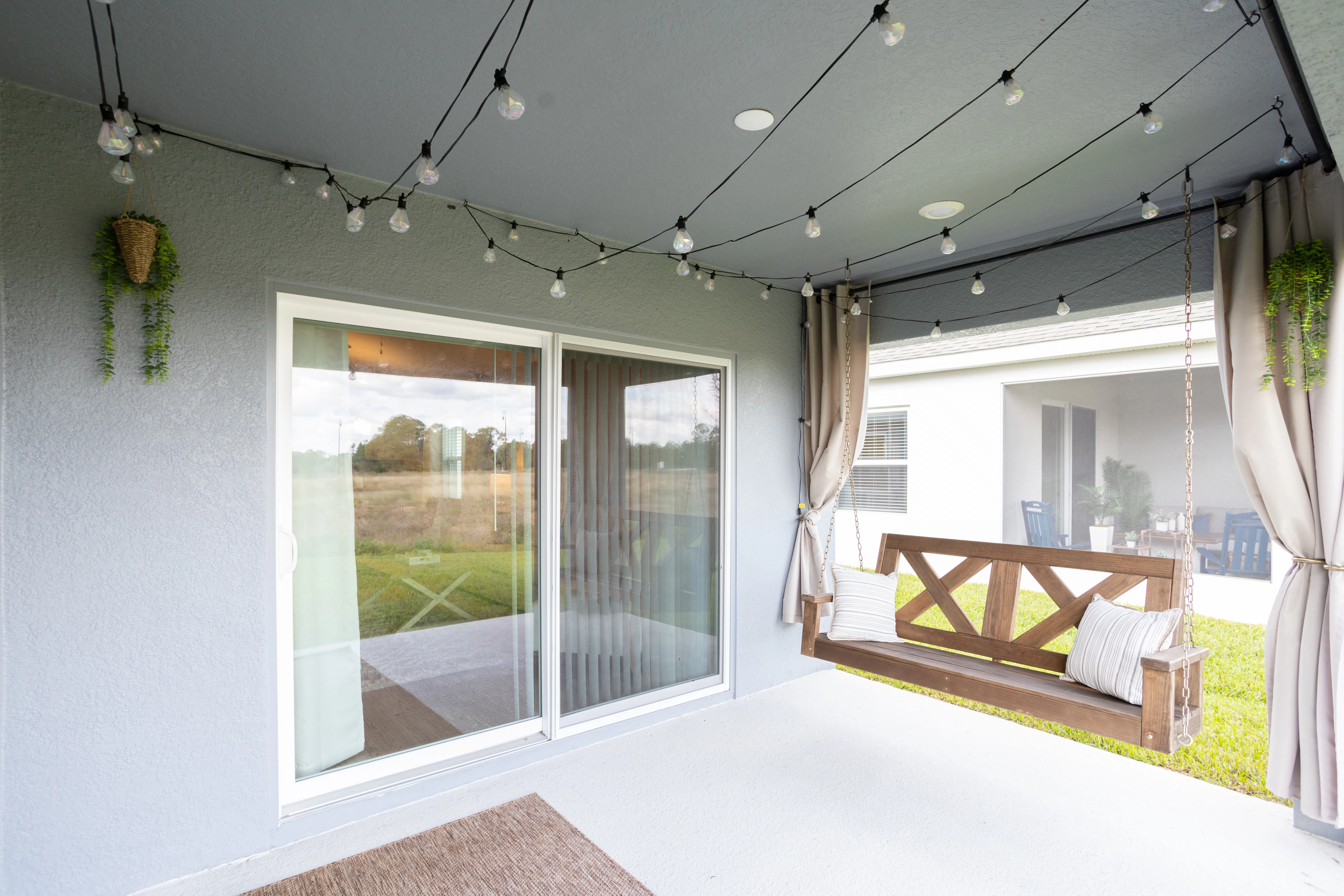 String lights on a lanai